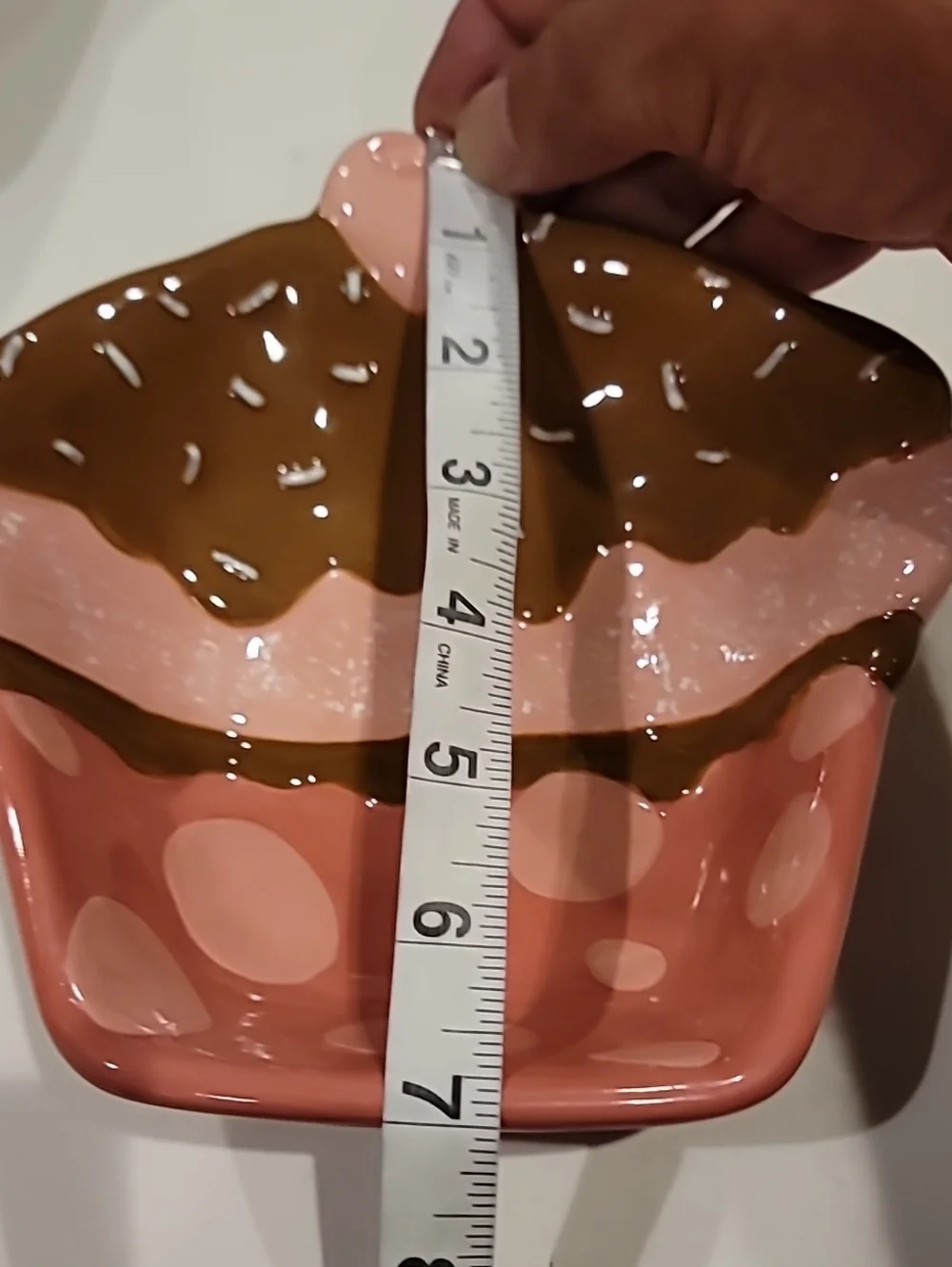 Cupcake Art Ceramic Dish Set in Pink and Brown Set Of 3